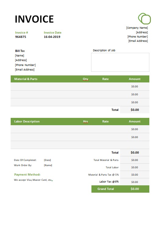 Garage Invoice Template PSD template